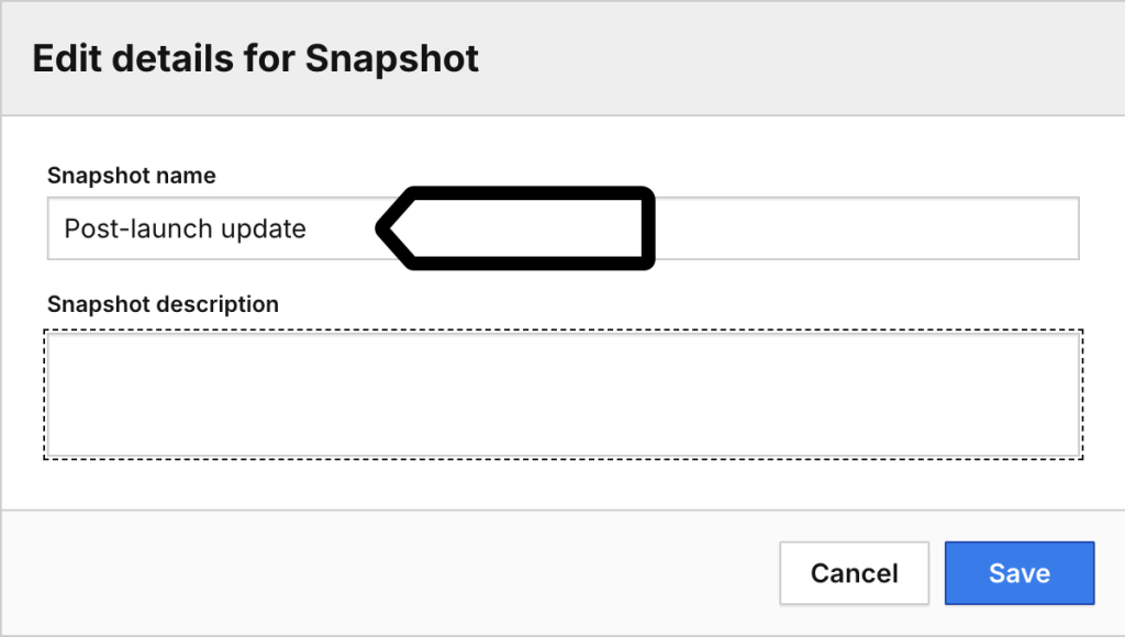 Edit snapshot name in Piwik PRO Tag Manager changelog