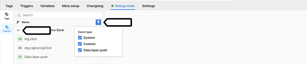 Filter events in Piwik PRO Tag Manager's debug mode