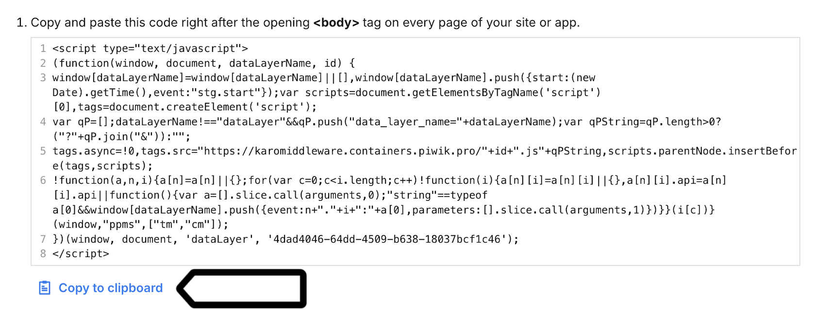 Install Piwik PRO code manually
