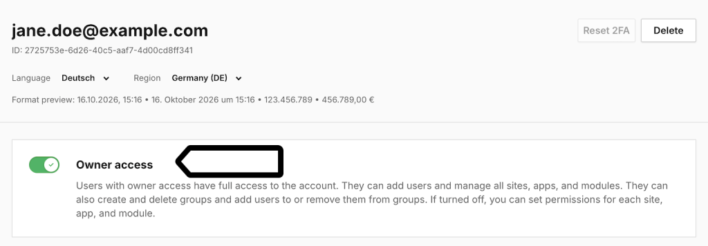 Truning on owner access in Piwik PRO
