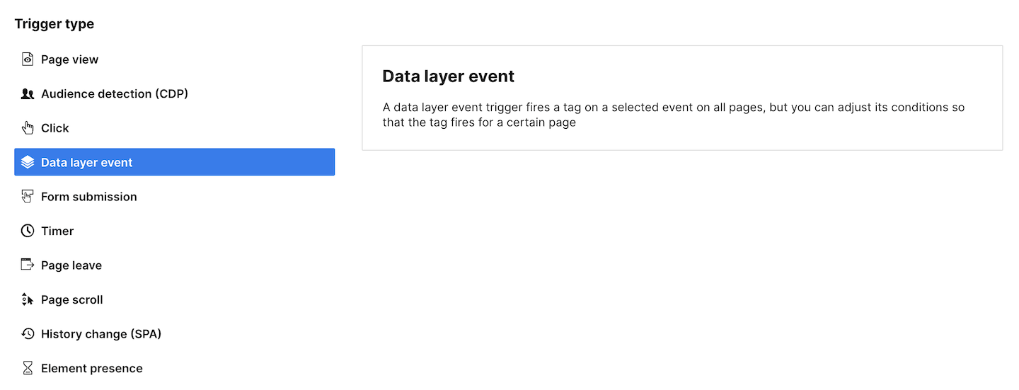 Data layer event trigger in Piwik PRO