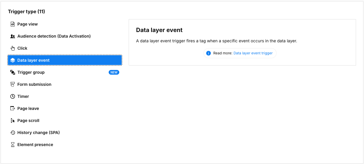 data layer trigger in Piwik PRO Tag Manager