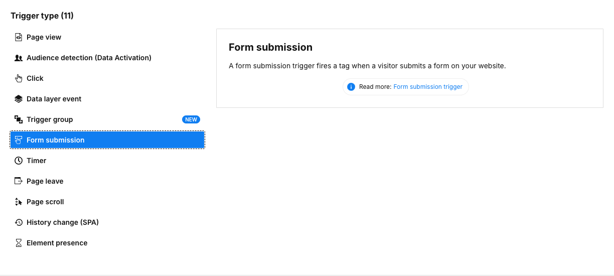 form submission trigger in Piwik PRO Tag Manger