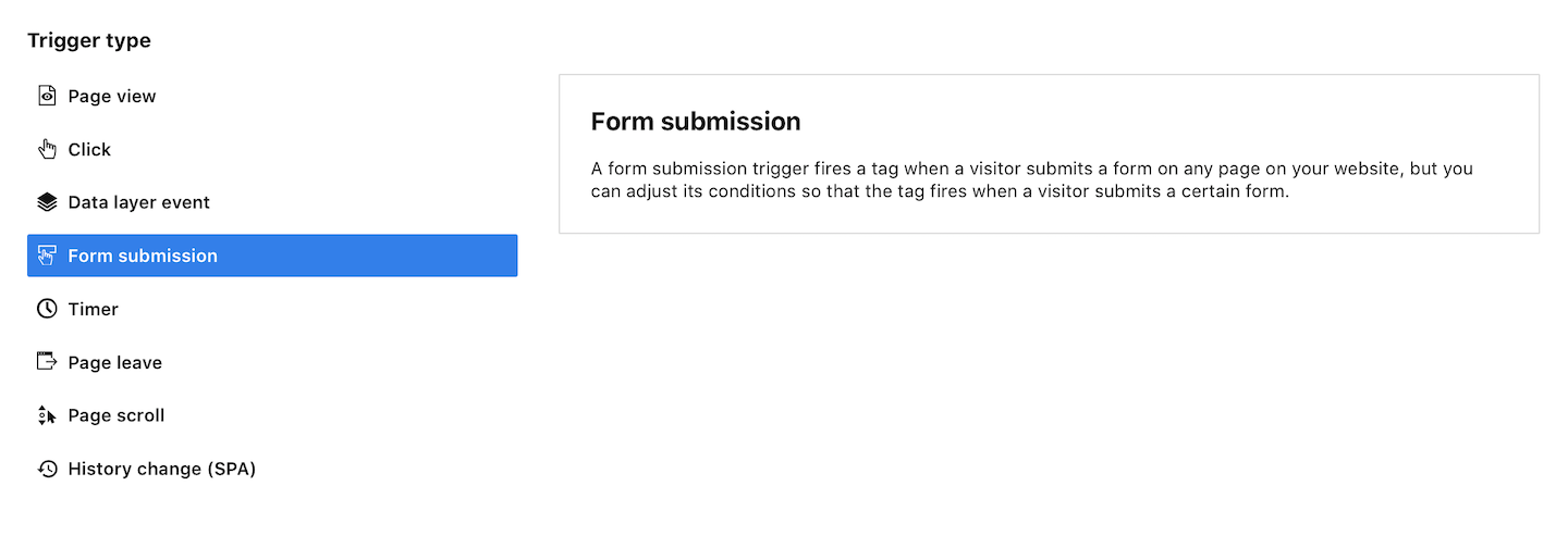 Form submission trigger in Piwik PRO