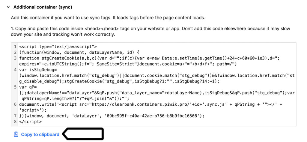 Install a container (with a tracking code) | Piwik PRO help center