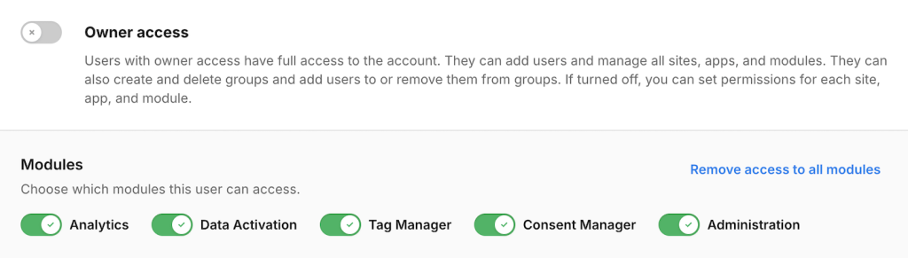 Managing module access in Piwik PRO