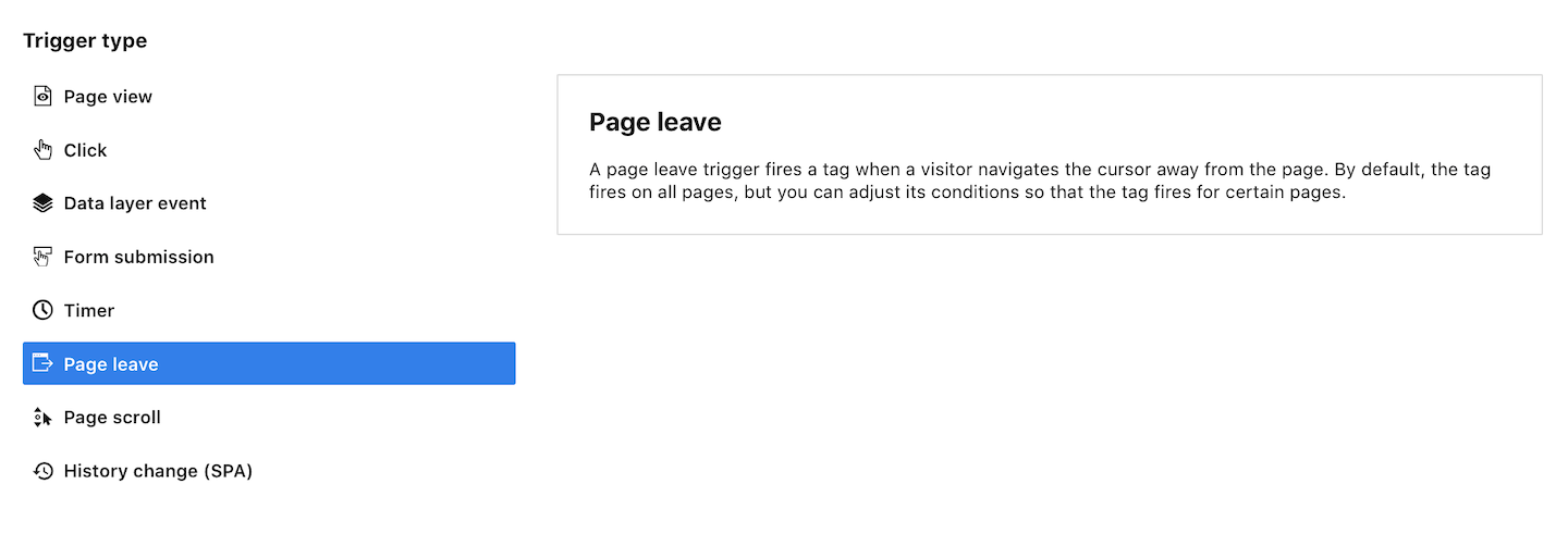 A page leave trigger in Piwik PRO