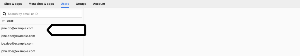 Selecting a user in Piwik PRO account