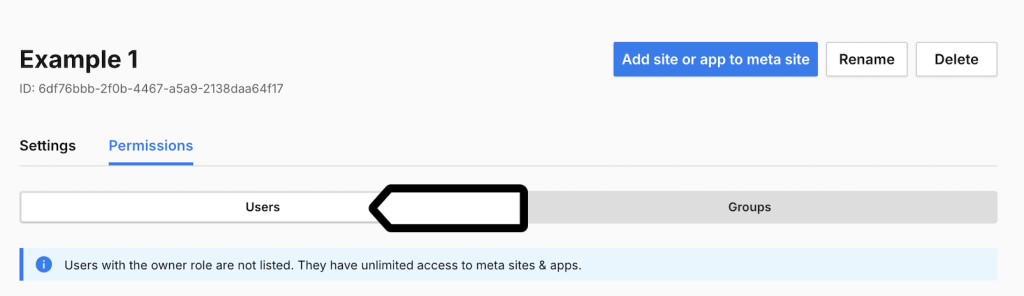 setting up meta site or app permissions at the meta site level