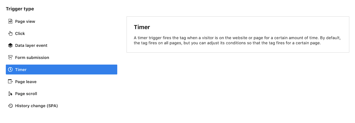 A timer trigger in Piwik PRO