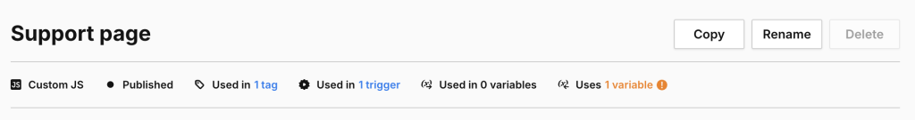 variable details in Piwik PRO Tag Manager overview