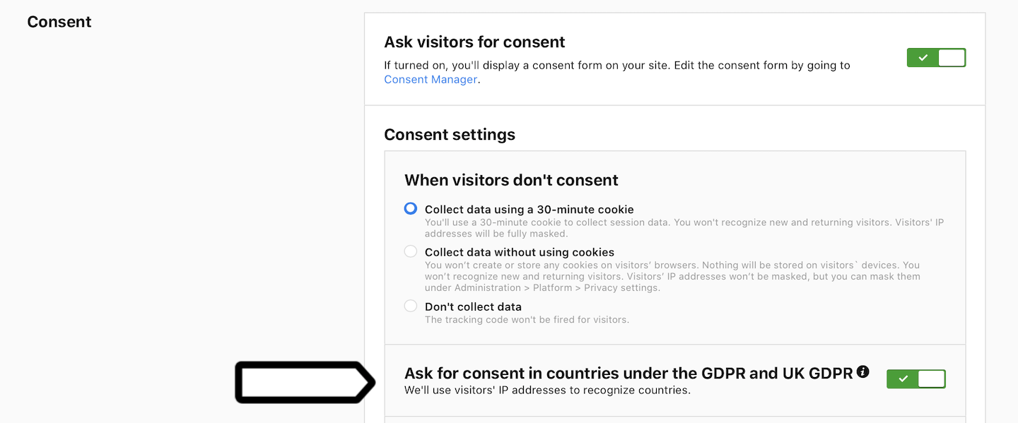Ask for consent in countries under GDPR
