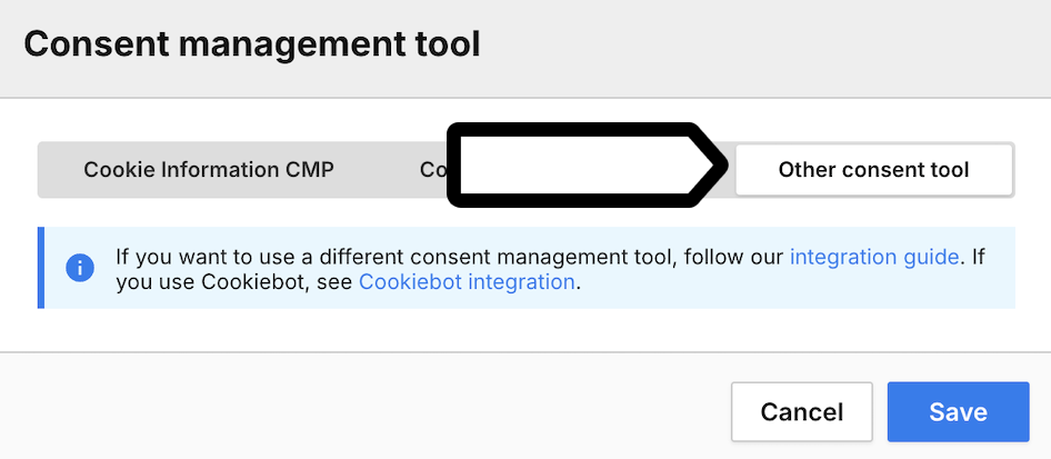 selecting other consent tool in Piwik PRO Analytics Suite