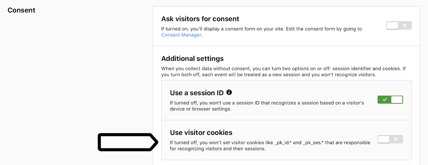Use vistior cookies (off)