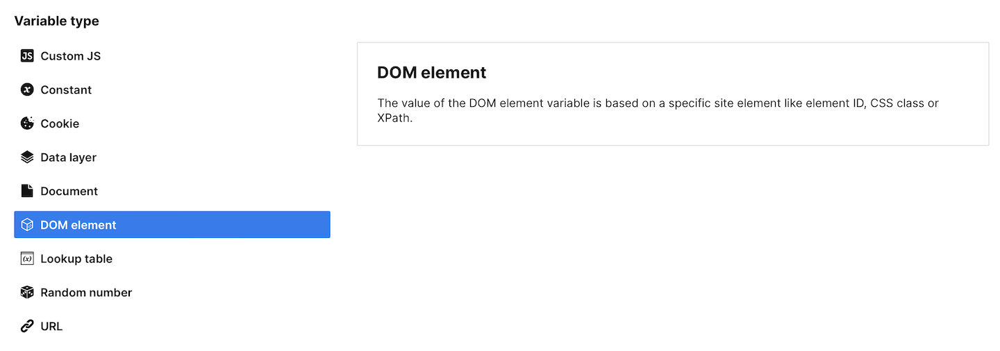 DOM element variable in Piwik PRO