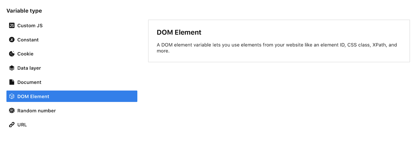 DOM element variable in Piwik PRO