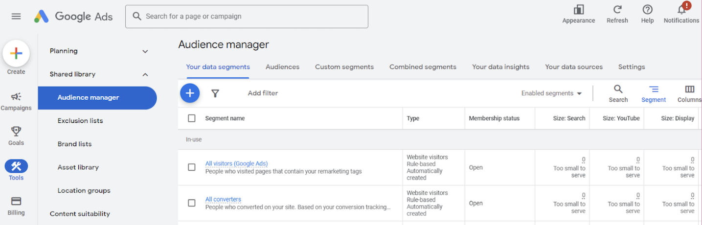 Google remarketing list