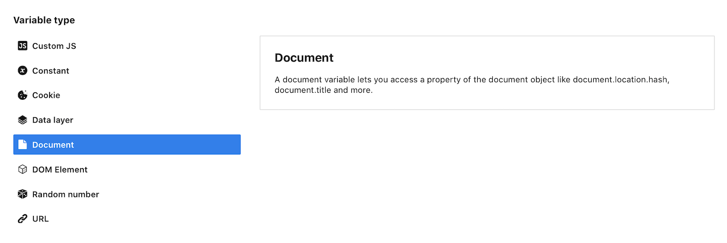 Document variable in Piwik PRO