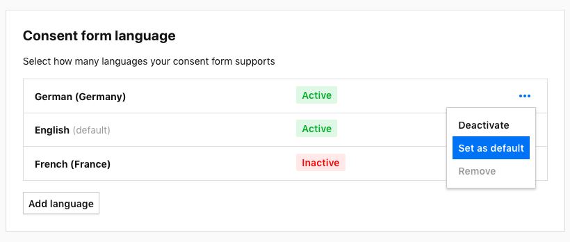Translate consent form and widgets