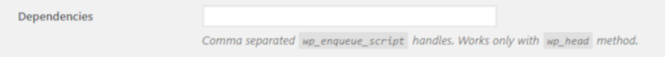Dependencies section for synchronous tags
