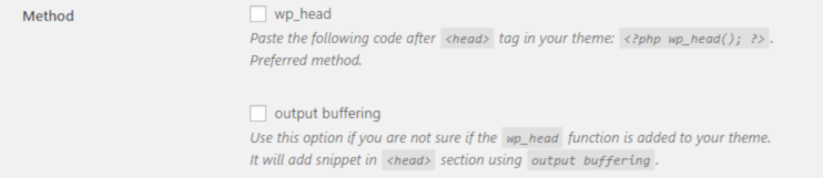 Method section for synchronous tags