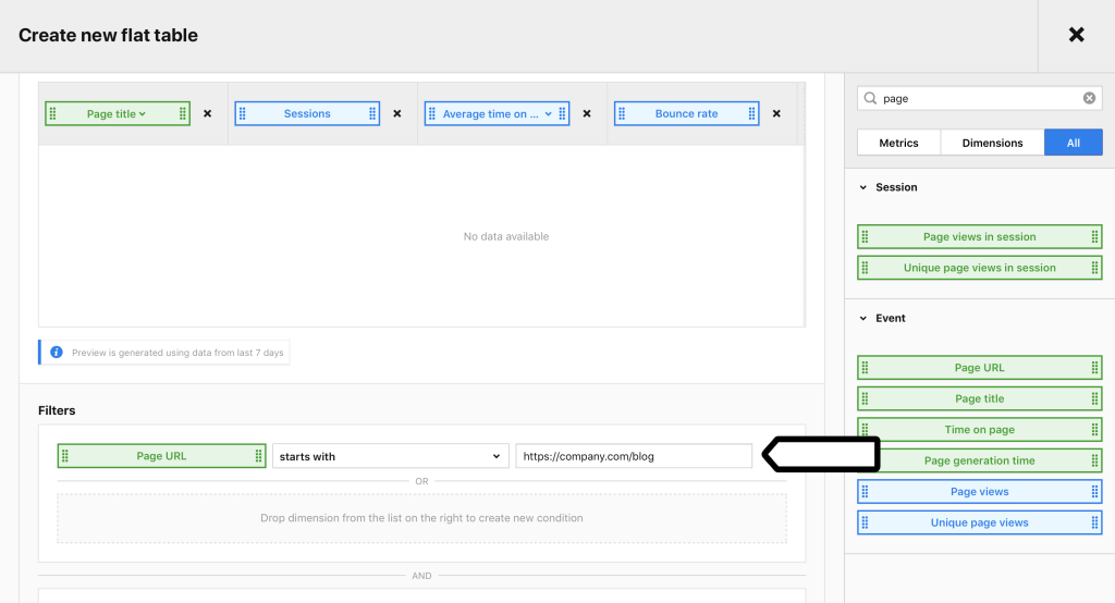filtering_conditions_custom_reports_ Setting up a condition for a filter in a custom report.