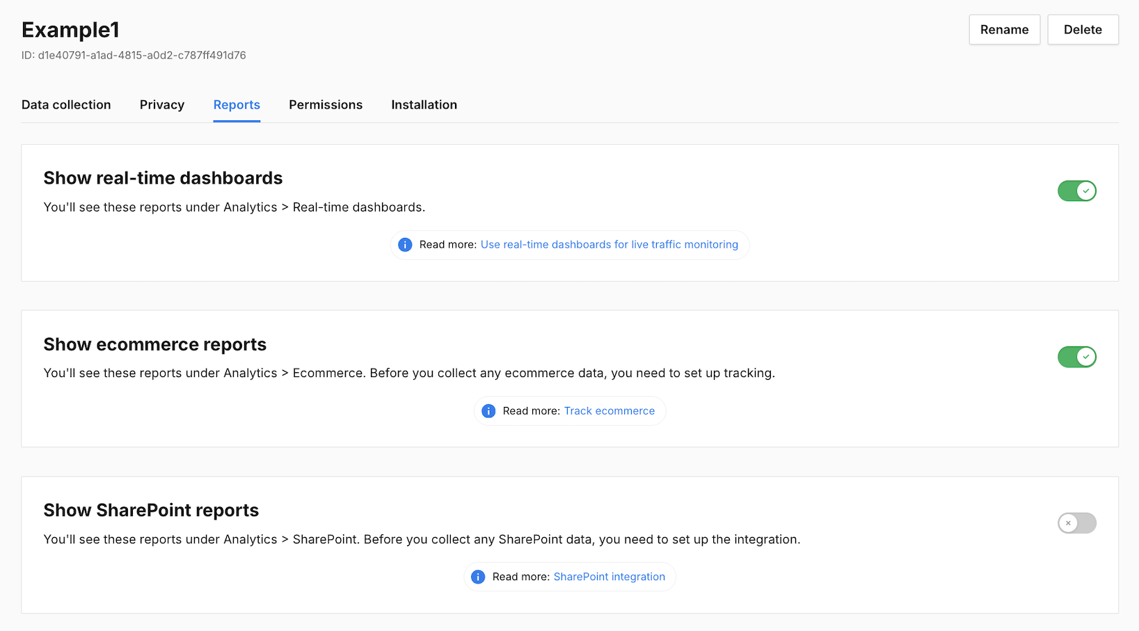 Administration_reports settings in Piwik PRO