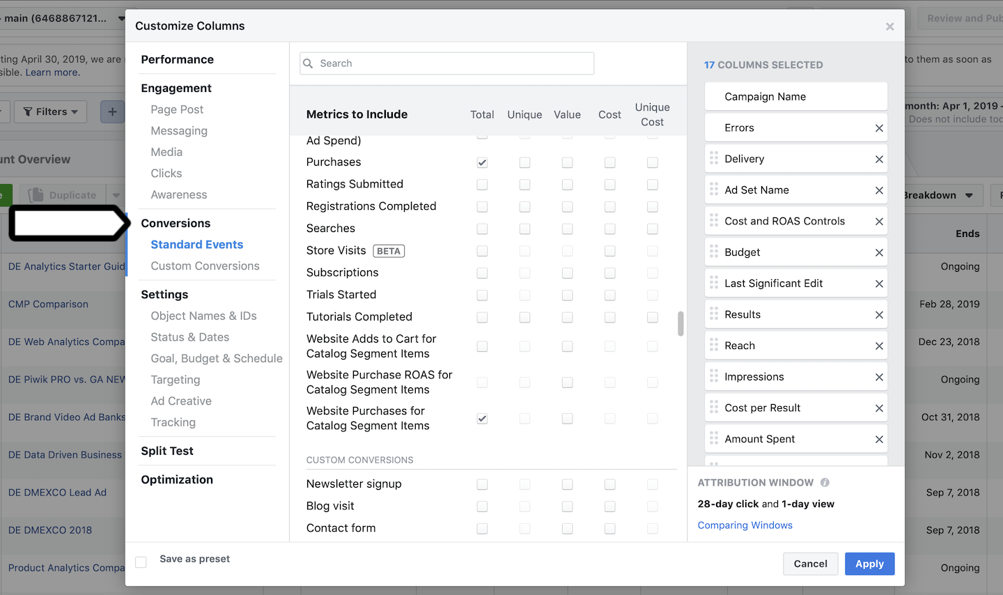 Facebook Pixel tag in Tag Manager in Piwik PRO