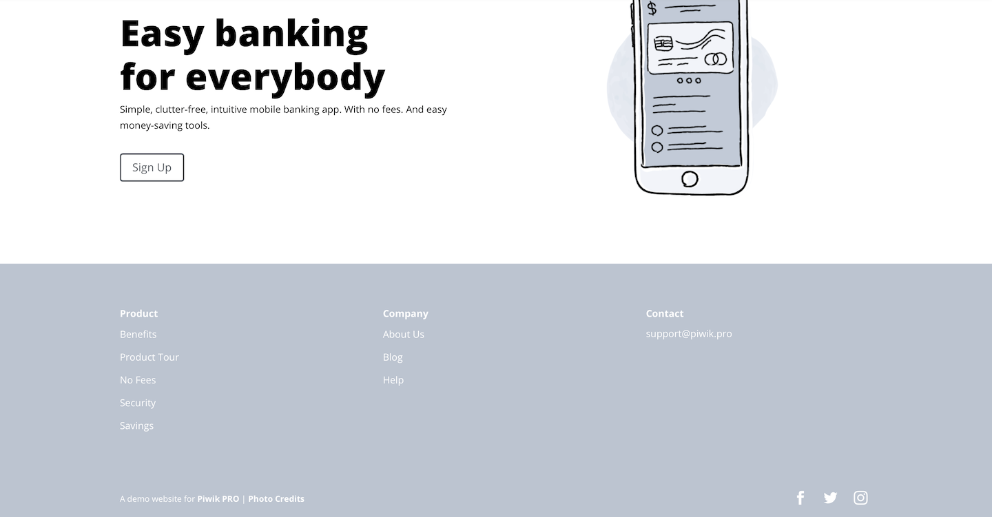 The Clear Bank website with a footer.