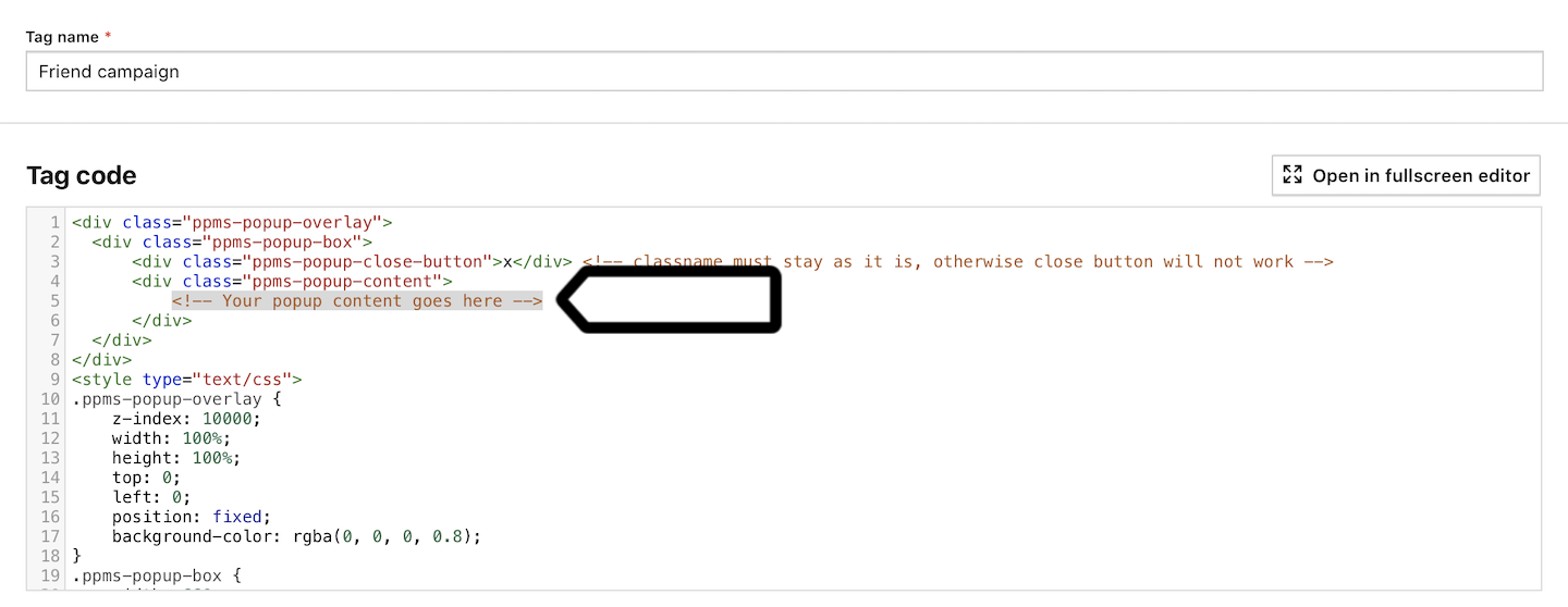 Custom pop-up tag in Tag Manager in Piwik PRO