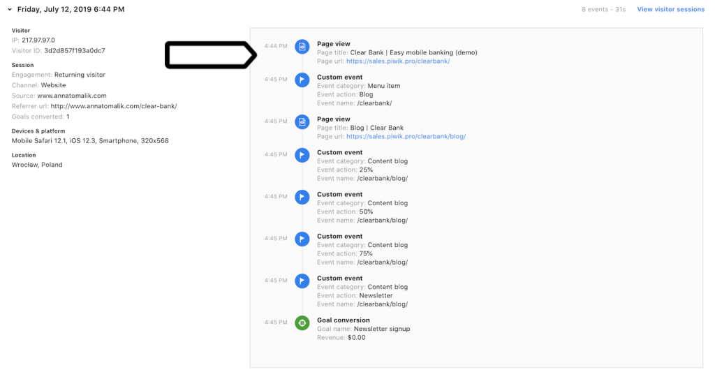 How to use a session log report | Piwik PRO help center