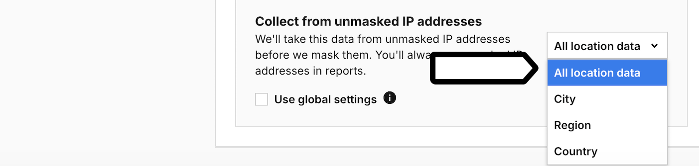 Selecting what data to collect form unmasked IP addresses
