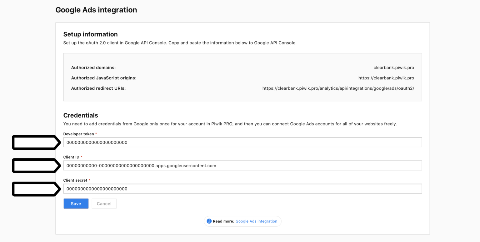 Google Ads integration (private cloud and on-premises) in Piwik PRO