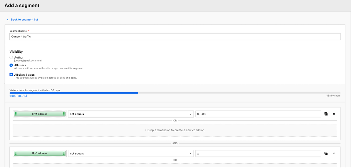 add a segment consent traffic