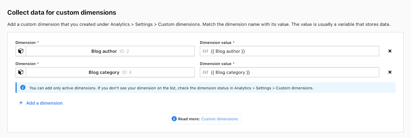 Custom dimensions (example)