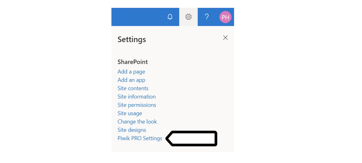 Piwik PRO settings in SharePoint