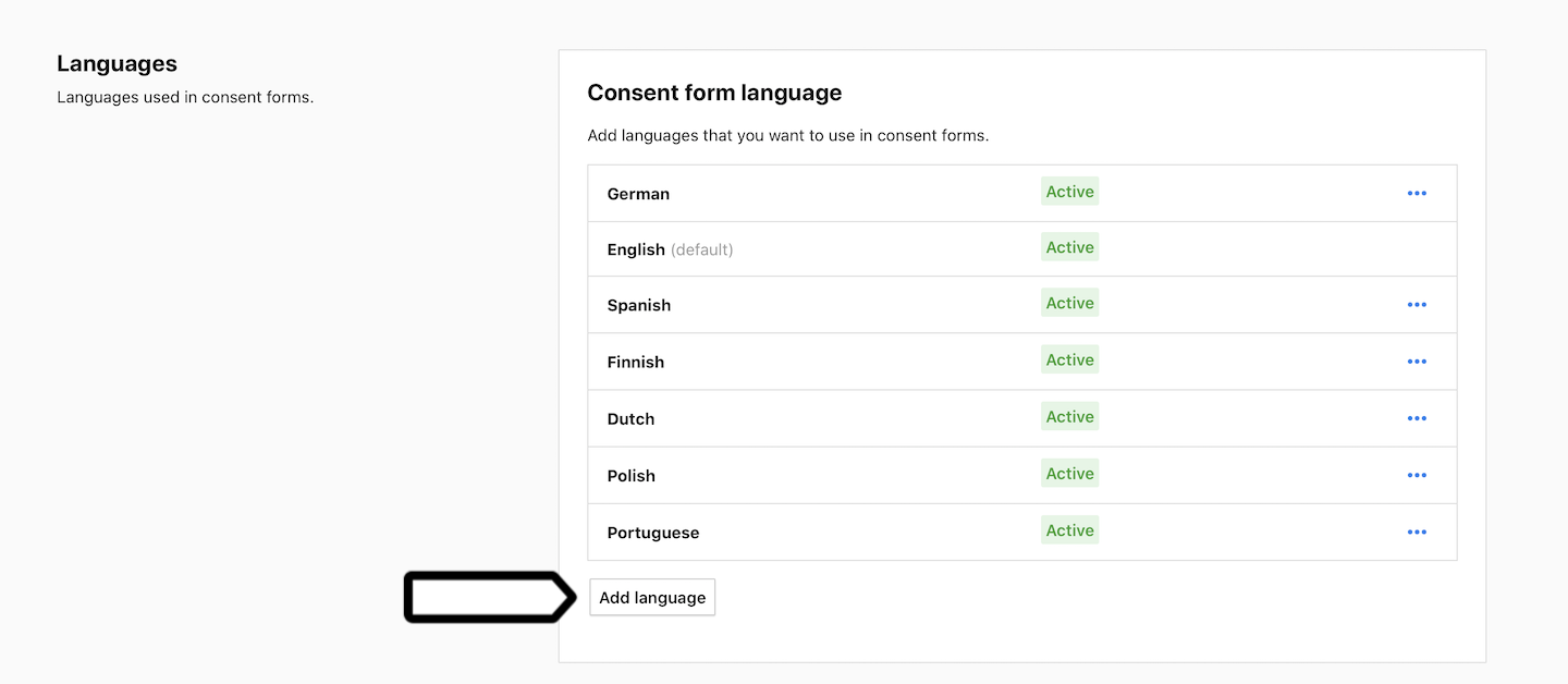 Add a language to the consent form