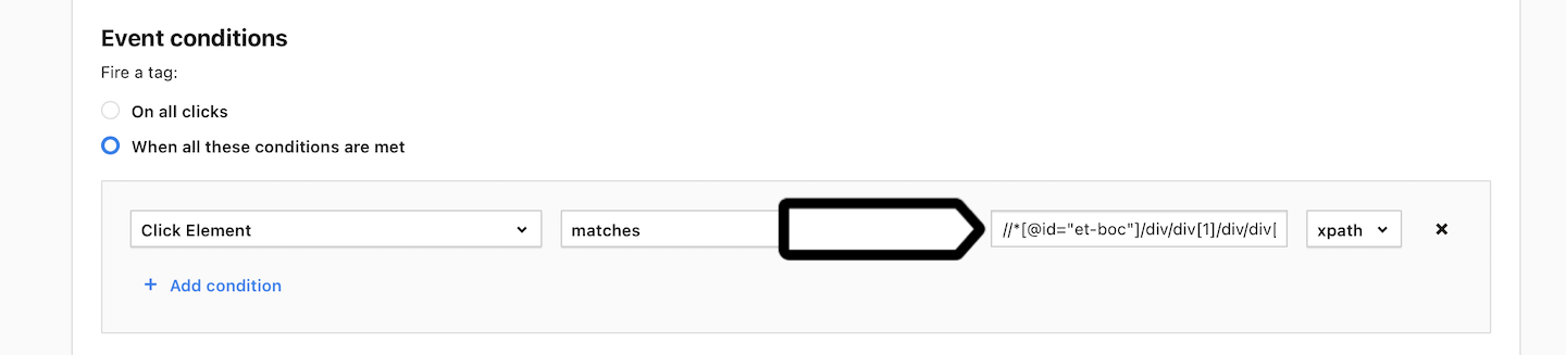 Click event conditions in Piwik PRO