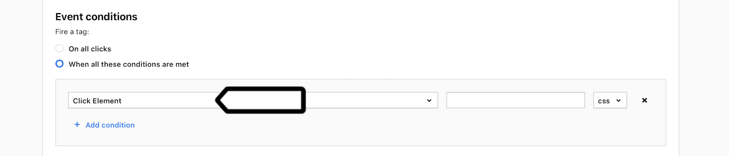 Click event conditions in Piwik PRO