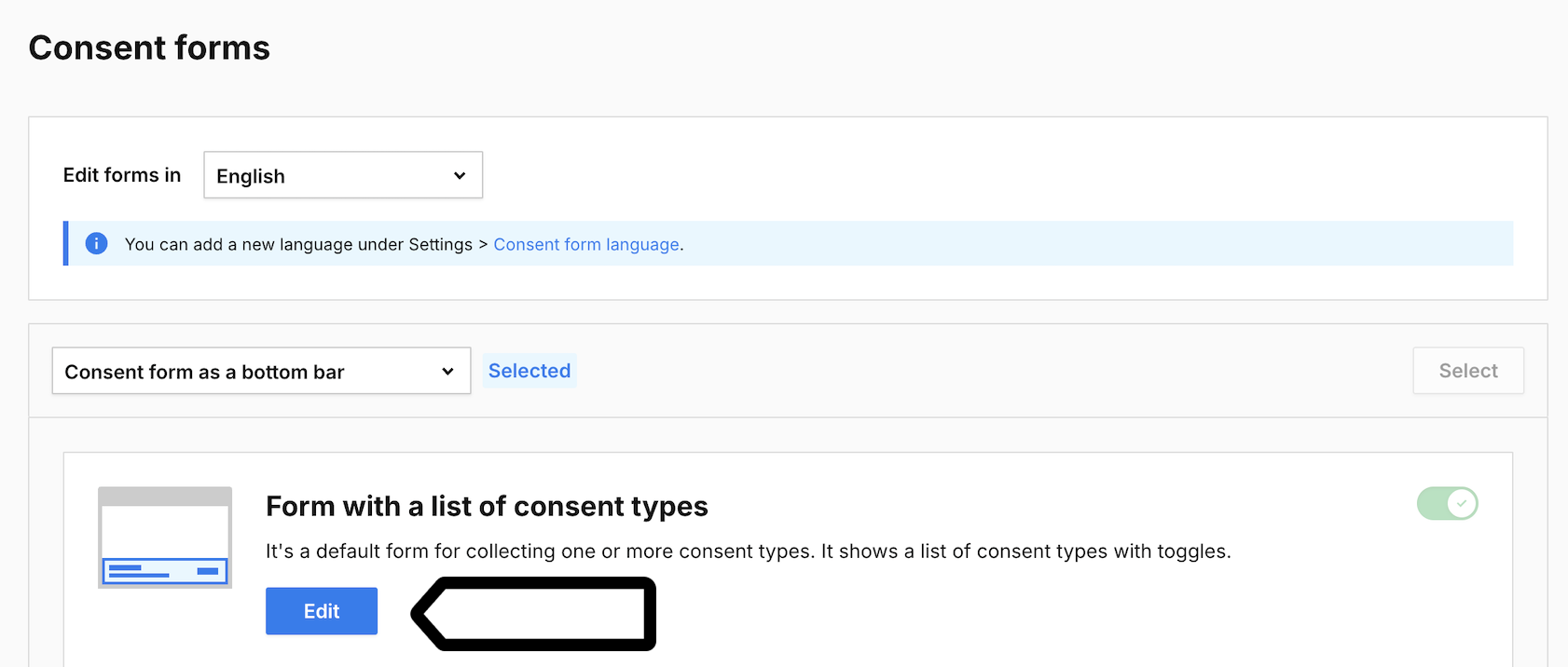 Consent forms in Piwik PRO Consent Manager legacy