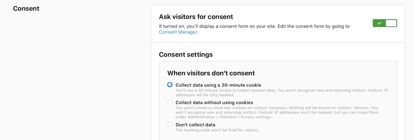 Privacy option: Ask visitors for consent (on)