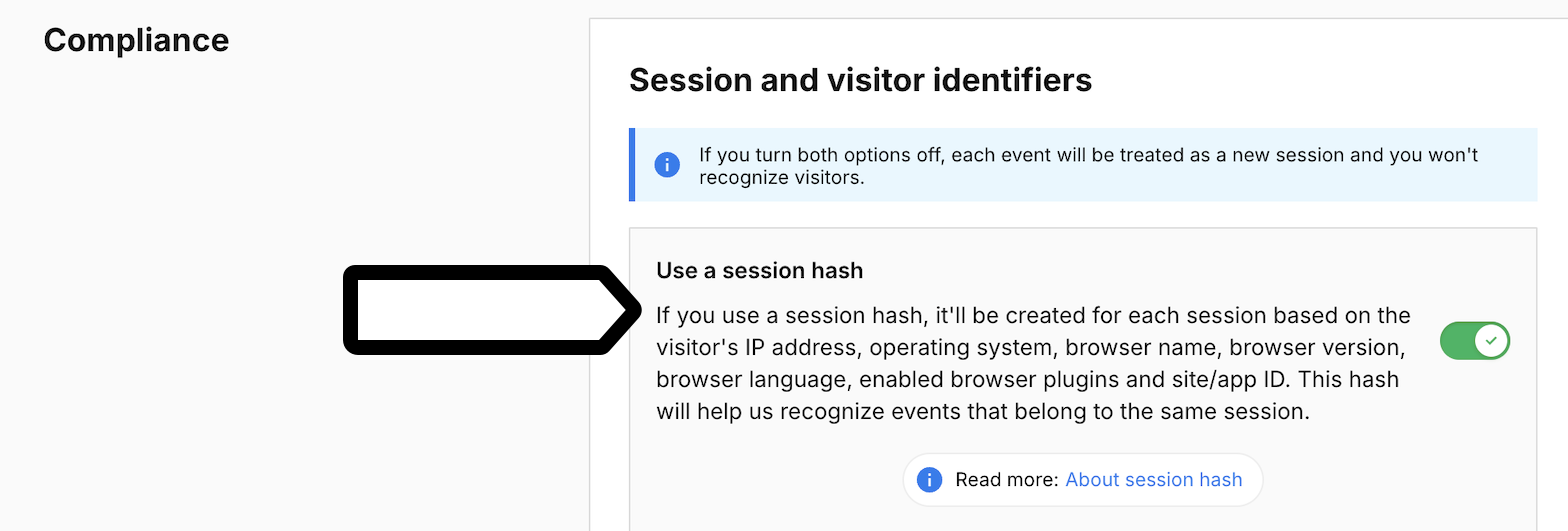 Turning on session hash in Piwik PRO