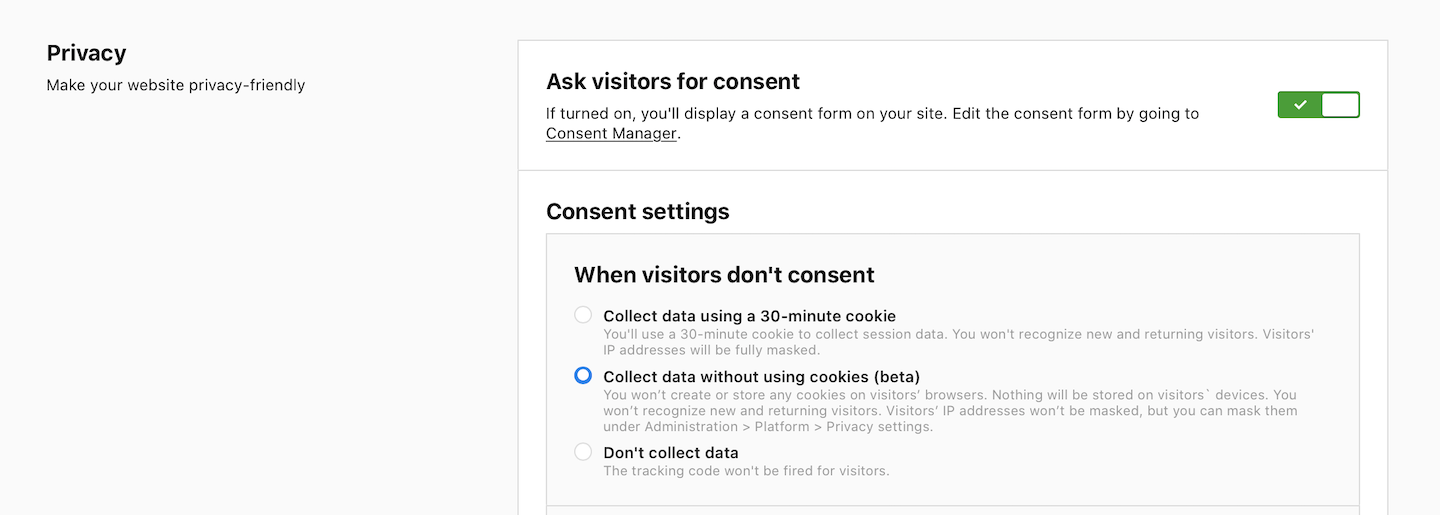 Ask visitors for consent in Piwik PRO