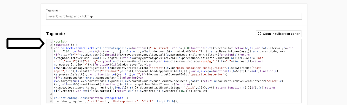 Custom code for heatmaps and clickmaps