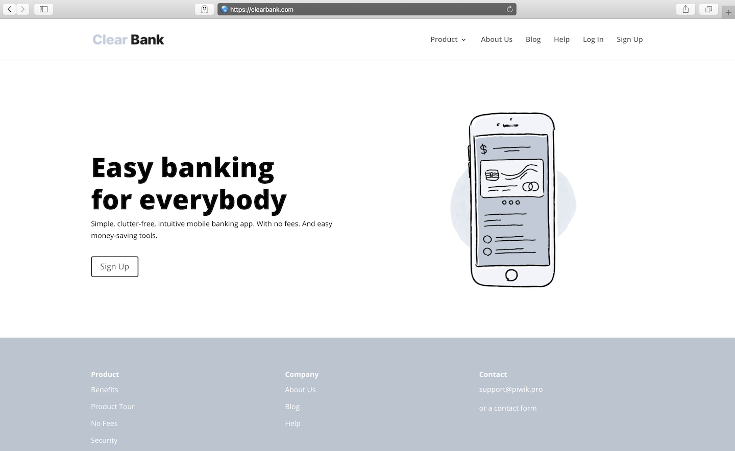 Clear Bank demo site for Piwik PRO