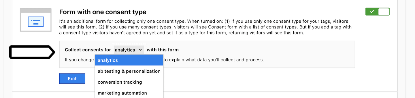 Form with one consent type (type)