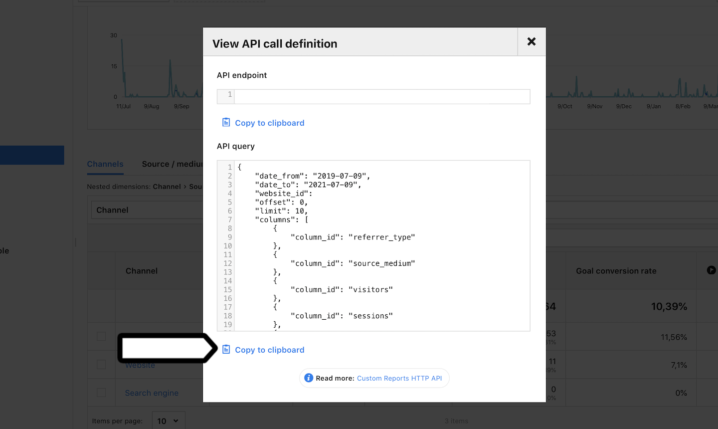 Google Sheets integration (get report data)