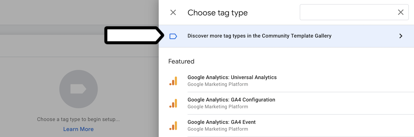 Google Tag Manager: discover more tags
