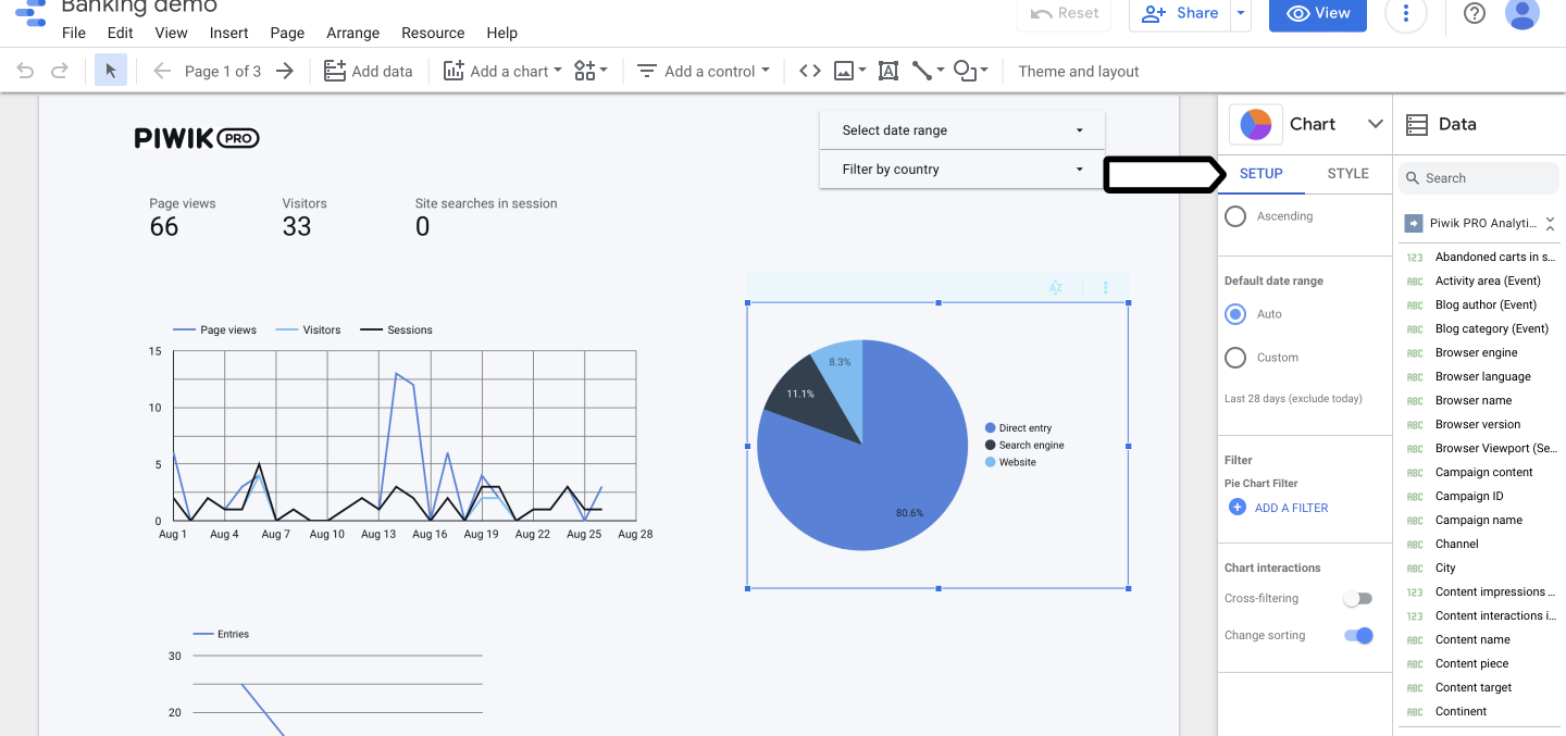 Use Piwik PRO filters in Google Data Studio