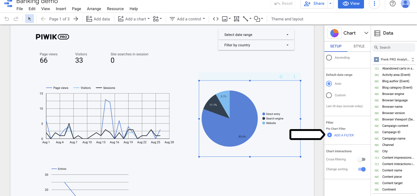 Use Piwik PRO filters in Google Data Studio